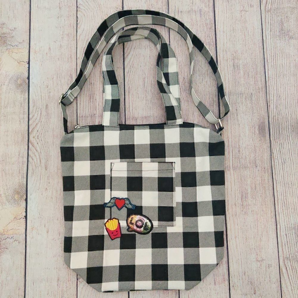 Steve Madden black/white plaid canvas bag